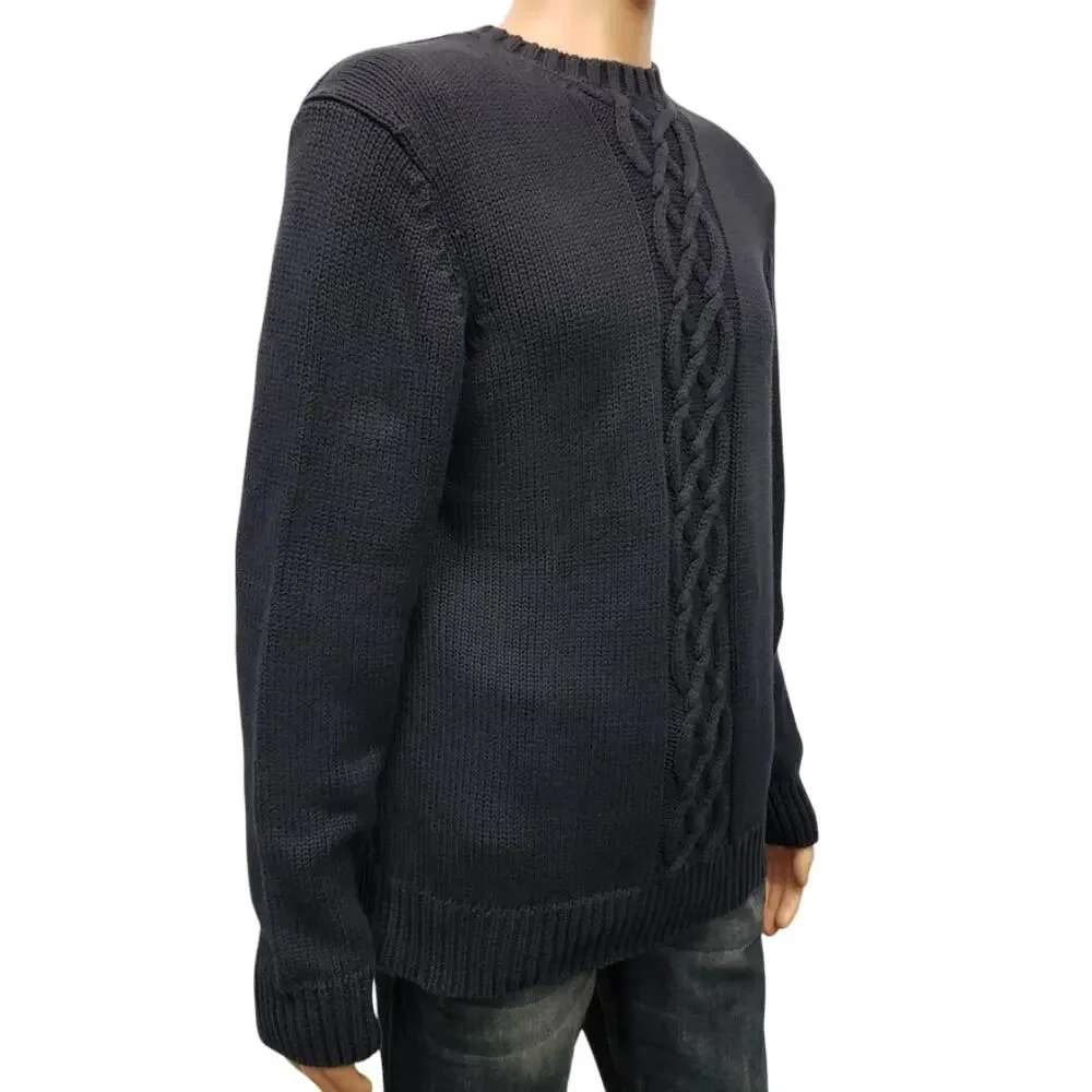 Banana Republic Fisherman Cable knit Sweater Navy Cotton Crew neck Y2K Large